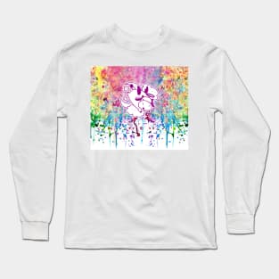 Rainbow Paint Drip Cow Long Sleeve T-Shirt